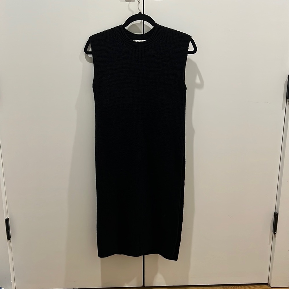 HELMUT LANG WOOL CASHMERE SIDE SLIT SLEEVELESS TUNIC SWEATER BLACK XS
